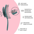 Ninabella Detangling Hair Brush for Women & Men - Does not Pull - Straightening Brushes for Straight & Curly Hair - Unique Spiral Hairbrush - Teal