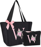 Vavabox Tote Bag, A-Z Initial Monogrammed Waterproof Tote Bag, Bridesmaid Gifts by Vavabox