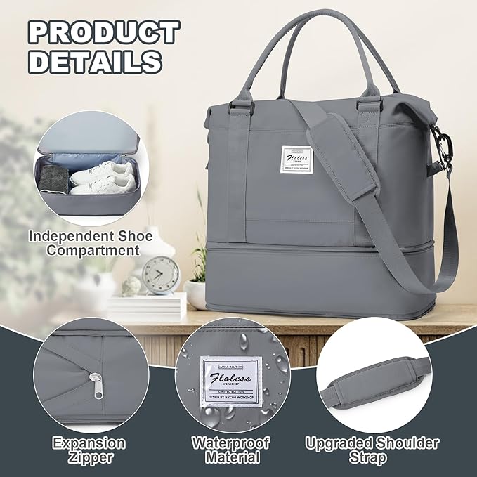 Travel Duffel Bag, Sports Tote Gym Bag, Shoulder Weekender Overnight Bag - Image 7