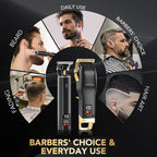 Hair Clippers for Men, Professional Cordless Barber Set with LED Display, 14 Guide Combs, Rechargeable Electric Shaver & Trimmer Kit (Black)
