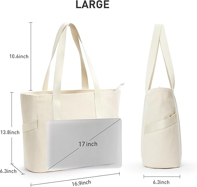 Tote Bag for Women with Zipper, Travel Tote Bags with Compartments Large - Image 4
