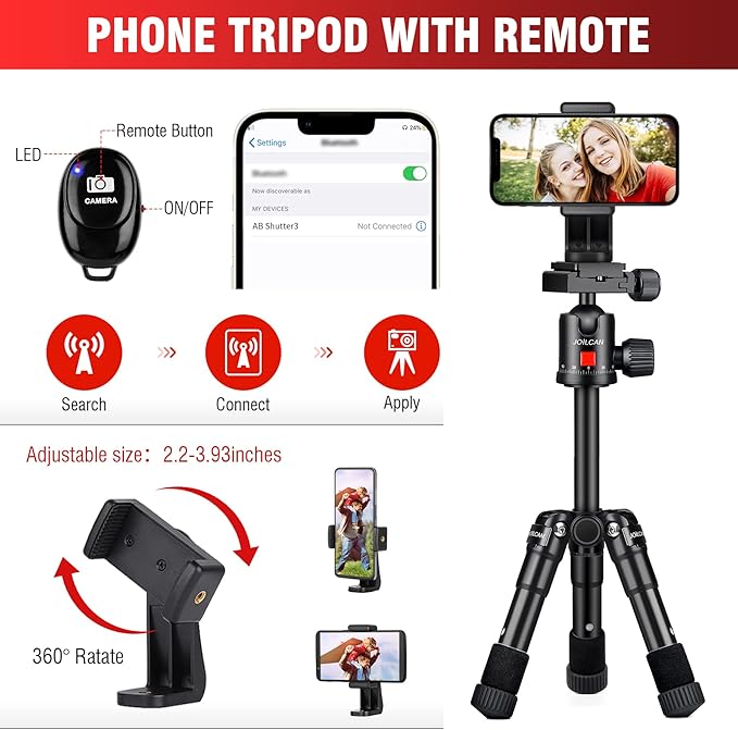 JOILCAN Mini Tripod for Camera, Portable Travel Tripods for DSLR Phone Projector - Image 5