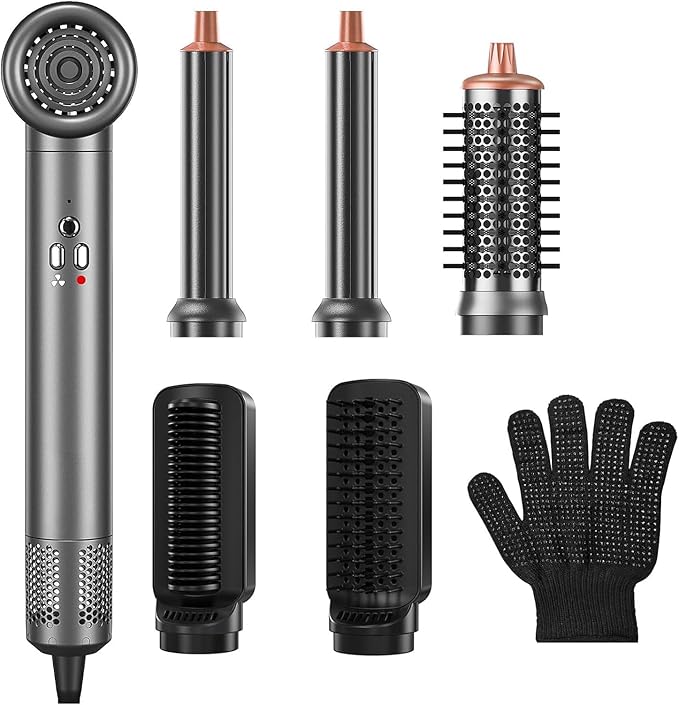 Air Styler Hair Dryer Brush - 6 in 1 Hair Styler Ionic Auto Wrap Hot Air Curler Blow Dryer Brush, 38m/s High Speed Blowout Airflow Hair Dryer Multi Styler Fast Drying Styling for Curly/Straight Hair
