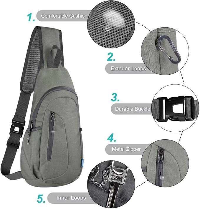 TITECOUGO Small Sling Bag, Lightweight Crossbody Backpack - Image 5