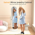 RQZ 8 LEDs Jewelry Cabinet Armoire Standing, 360° Swivel Jewelry Organizer - Image 2