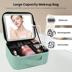 Travel Makeup Bag with LED Mirror and Light Makeup Travel Bag Organizer - Image 3