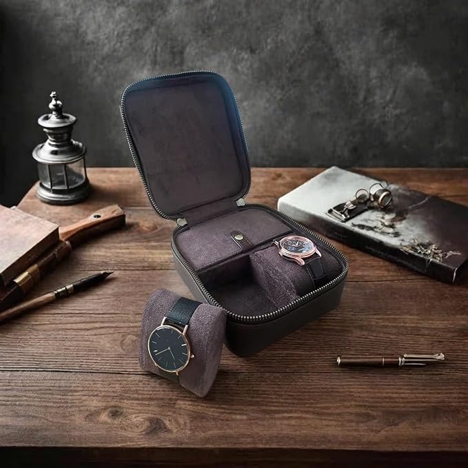 Watch Travel Case for Men, Genuine Leather Watch Case Travel Jewelry Case - Image 7