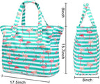 LEDAOU Large Beach Tote Bag Women Waterproof Sandproof Zipper Beach Tote Bag - Image 3