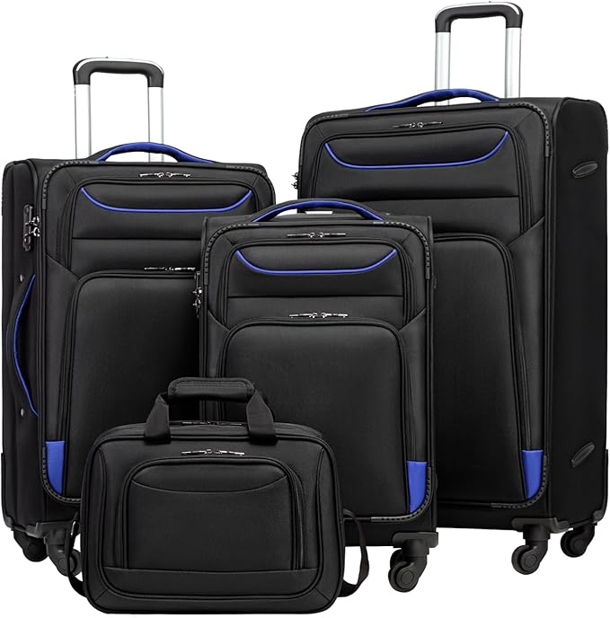 Coolife Luggage 4 Piece Set Suitcase TSA Lock Spinner Softshell lightweight by COOLIFE