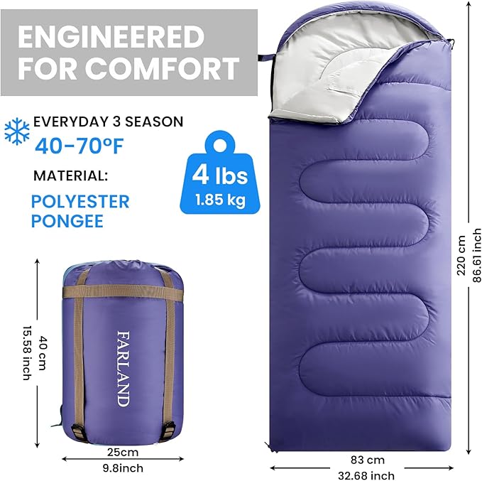 FARLAND Sleeping Bags 30℉ for Adults Teens Kids - Image 2