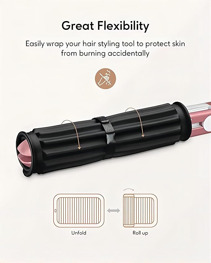 Large Silicone Heat Resistant Mat for Hair Tools, Heat Mat for Curling Iron, Vanity Pad Accessories/Organizer, Portable Hair Styling Hot Tools Mat for Home Travel Salon, with Sticky Tape (Cream)