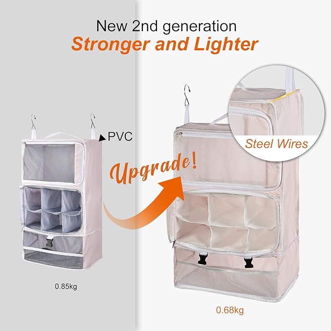TABITORA Travel Portable Hanging Shelves Closet Organizer Packing Luggage - Image 2