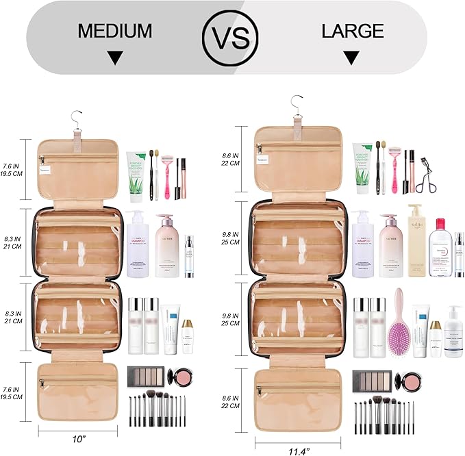 Travel Hanging Toiletry Bag for Women, Holds Full-Size Shampoo, - Image 2