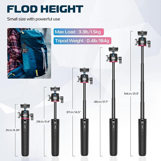 ULANZI MT-73 Extension Pole Tripod, Mini Selfie Stick Tripod Stand Handle Grip - Image 3