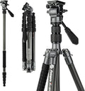 Fotopro 59" Carbon Fiber Travel Tripod, Compact Video Tripods by Fotopro