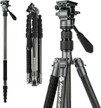 Fotopro 59" Carbon Fiber Travel Tripod, Compact Video Tripods by Fotopro