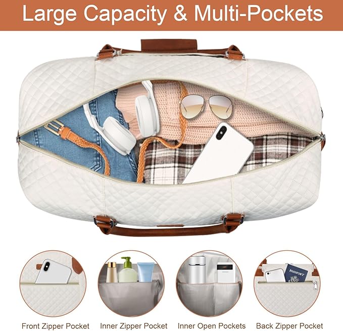 Weekender Bag for Women, Travel Duffel Bag Carry On Overnight Bag - Image 5