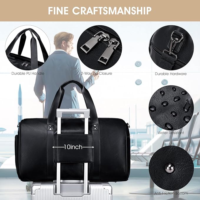 Wogarl 3PCS Leather Weekender Bag - Image 5