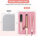 Oversize Silicone Heat Resistant Mat for Curling Irons, Hair Straighteners, Flat Irons and Hot Hair Styling Tools, Portable Wrap Pad Cover for Vanity, Travel, Salon(14.2" x 11.0")