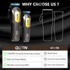 Hair Clippers for Men, Cordless & Corded Professional Clippers Set, 7500RPM Rechargeable Hair Cutting Kit with Precision Blades & Guide Combs, Ideal for Barbers & Home Use (Silver)