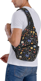 SUPLUCHOM Sling Bag Vintage Botanical Flower Wildflower Hiking Daypack - Image 8