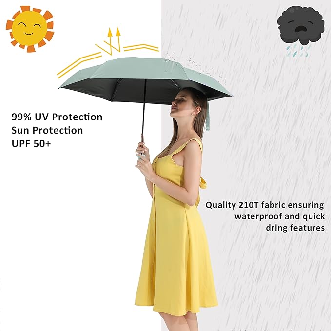 BAODINI Small UV Protection Travel Umbrella Compact - Image 3