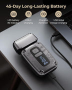 Foil Shaver for Men, Electric Razor for Men Face Beard, Waterproof Cordless Electric Razor for Travel, 4-Speed Setting, USB-C Rechargeable, LED Battery Display, Barber or Home Use (Gray)