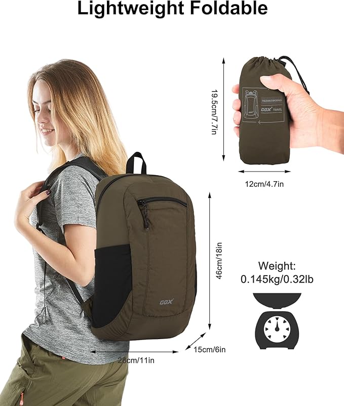 GOX Foldable 20l Backpack For Travel Lightweight Hiking Packable Daypack for - Image 2