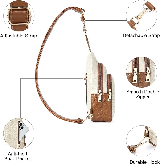 Telena Small Sling Bag for Women Leather Crossbody Fanny Packs Chest Bag for - Image 3