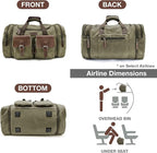 Wildroad 60L Travel Duffel Bag, Expandable Canvas Genuine Leather Duffle Bag - Image 4