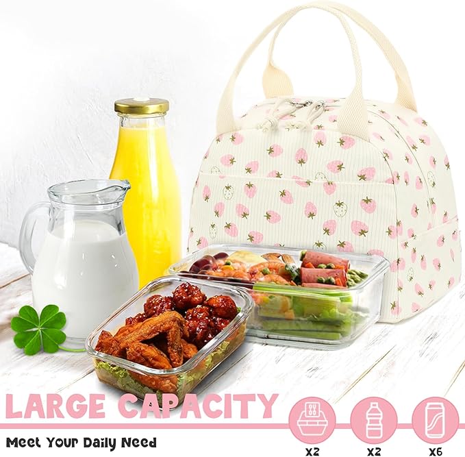 Bluboon Lunch Bag for Women Men Cute Corduroy Lunch Tote Bags Reusable - Image 5