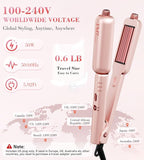 FMZ Flat Iron Hair Straightener Crimper Curler, Professional 4 in 1 Pink Hair Styling Irons for Straightening, Crimping, Curling, Fast Heating, Dual Voltage, Mini and Portable for Women Travel Home