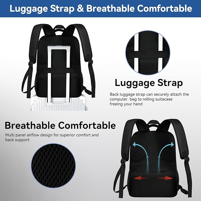 Voova Travel Laptop Backpack, Business Work Laptop Backpack - Image 5