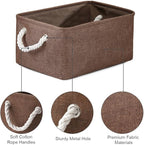 TheWarmHome Decorative Basket Rectangular Fabric Storage Bin Organizer Basket - Image 7