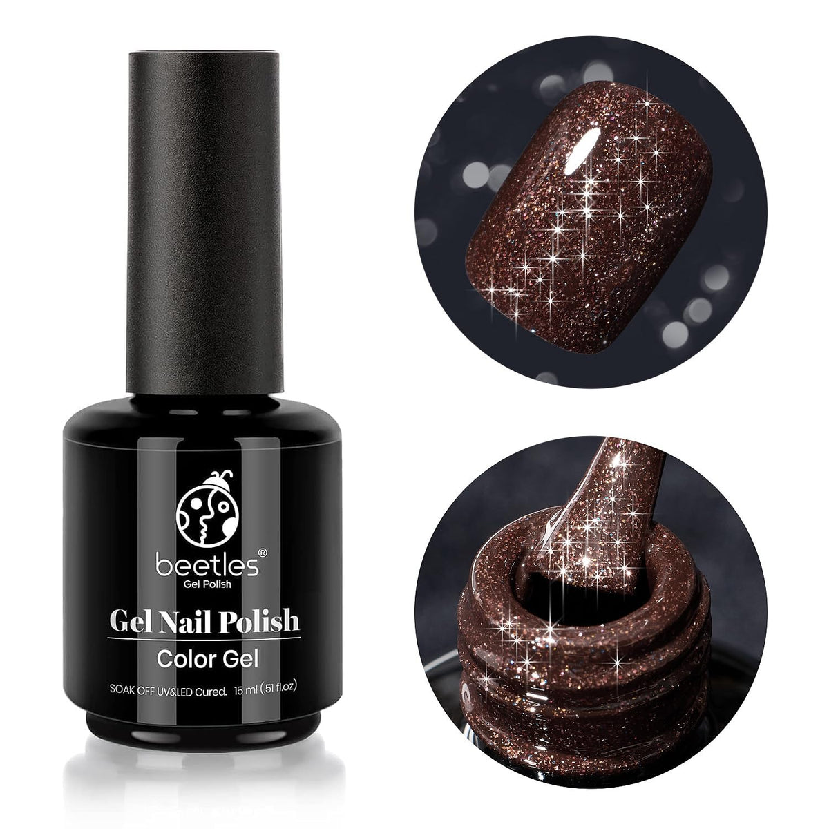 Beetles Brown Glitter Gel Nail Polish (I - Shimmery Brown | Jazz Club)