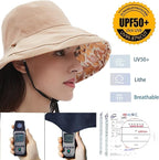 vidsel Womens Sun Hats Wide Brim Reversible Bucket Cotton Hat Packable Summer - Image 4