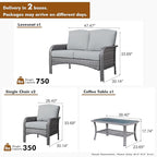 HOOOWOOO Patio Furniture Set, 4 Pieces Outdoor Conversation Set, All Weather - Image 6