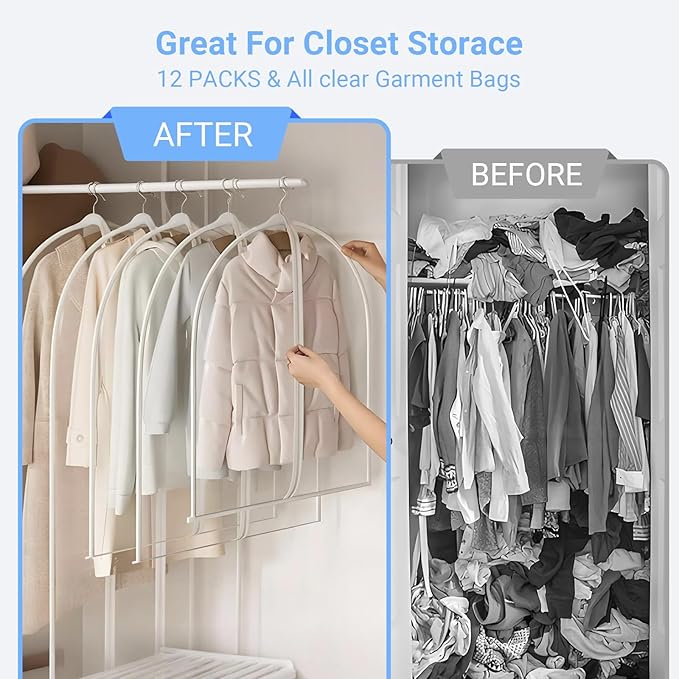Garment Bags for Hanging Clothes 24'' x 40'' Coat Covers for Closet Foldable - Image 6