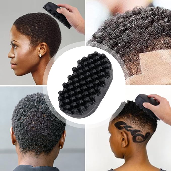 Afro Curls Hair Brush, Rubber Twist Curling Hair Brush, Washable Hair Dirty Braided Curly Hair for Barbers and Daily Use, Black