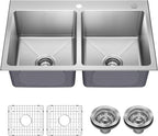 KRAUS Fairlane 33-inch Drop In/Top Mount Double Bowl 18-Gauge Stainless Steel by KRAUS