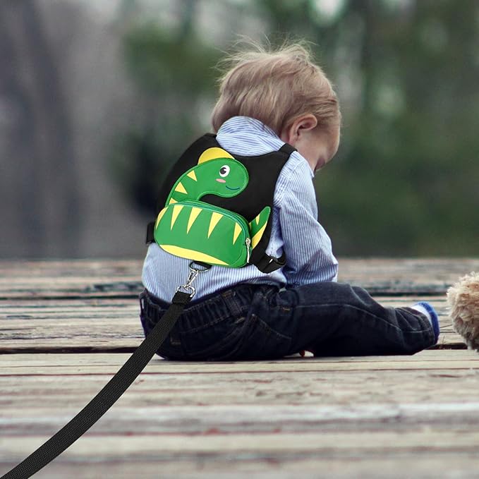 Accmor Toddler Harness Leash + Anti Lost Wrist Link, Cute Dinosaur Kids Harness - Image 4