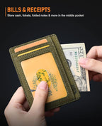 Buffway Slim Minimalist Front Pocket RFID Blocking Leather Wallets - Image 7