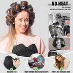 4 Sizes Self-Grip Hair Rollers Set - 50 Pcs Jumbo Curlers for Long, Short Hair and Bangs (25mm, 36mm, 48mm, 60mm) With Clips, Black