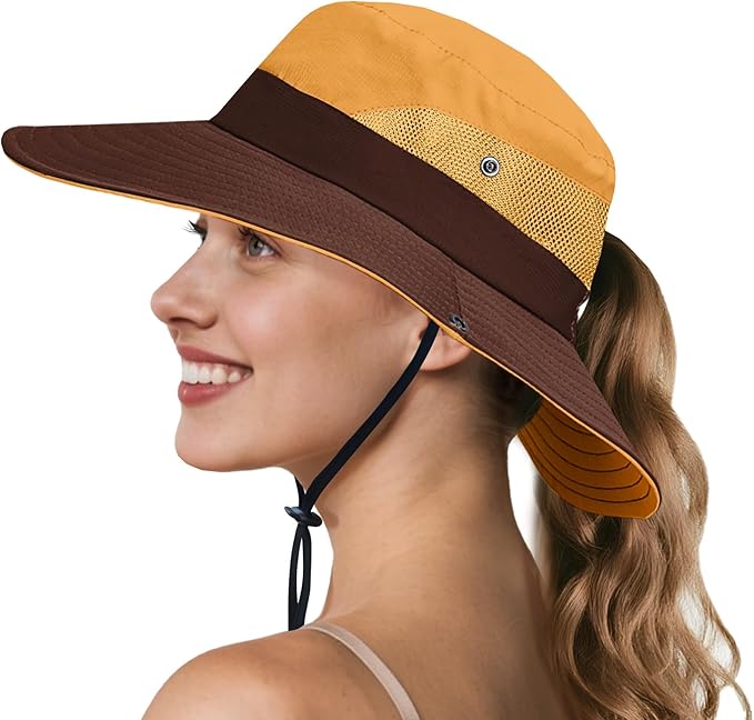 NPQQUAN Ponytail Sun Bucket Hats by NPQQUAN
