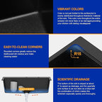 Dcolora 33x22 Drop In Kitchen Sink Black, Granite Composite Black Kitchen Sink - Image 4