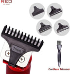 Red by Kiss Hair Trimmer for Men Precision Blade Cordless Trimmer Mens Grooming Kit (Red)