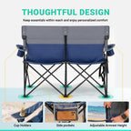 Double Camping Chair Compact Folding Loveseat with Cup Holders (Blue Loveseat / 1pc)