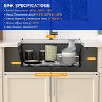 Dcolora 30 Inch Matte Black Kitchen Sink Workstation Granite Composite - Image 5