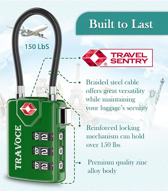 TSA Approved Luggage Locks, Travel Locks Which Also Work Great as Gym Locks - Image 6
