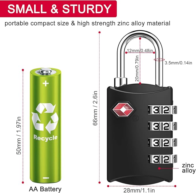 ZHEGE TSA Approved Luggage Lock - Image 5